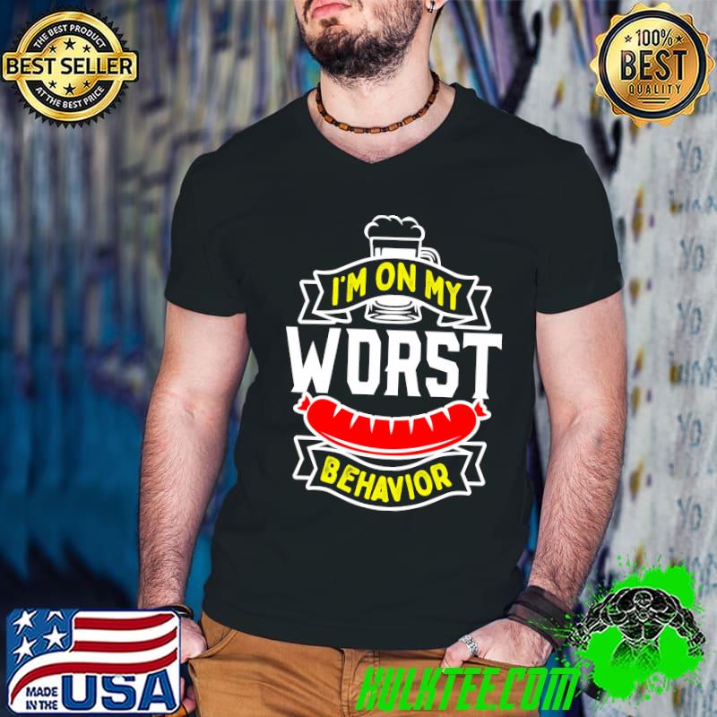 Oktoberfest I'M On My Wurst Behavior Funny Bratwurst Drinkin T-s Guys V Neck Oktoberfest I'M On My Wurst Behavior Funny Bratwurst Drinkin T-s Guys V Neck