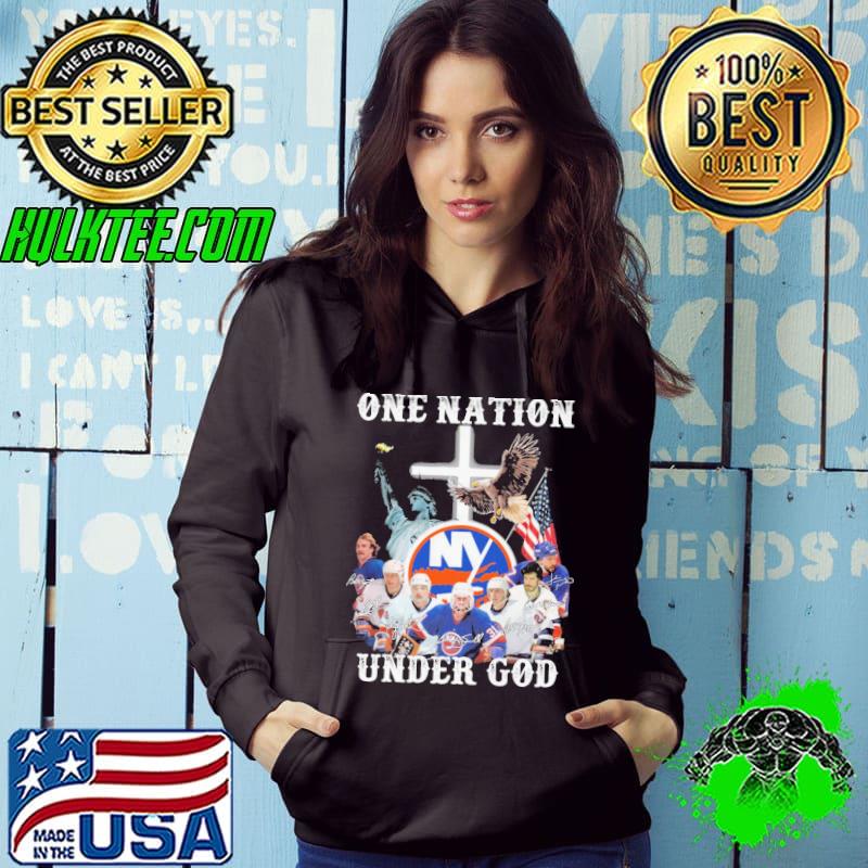 One nation under god new york islander signatures shirt