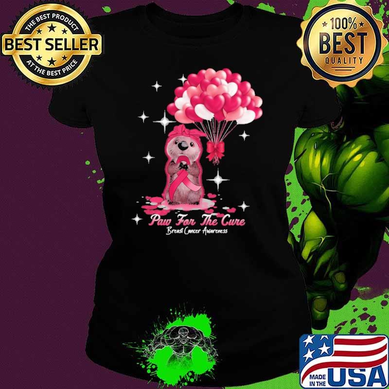 Paw For The Cure Breast cancer awareness balloon heart s Ladies tee Paw For The Cure Breast cancer awareness balloon heart s Ladies tee