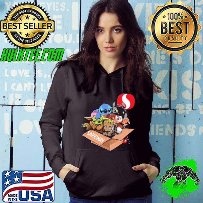 Safeway logo with baby yoda baby stitch baby groot toothless shirt