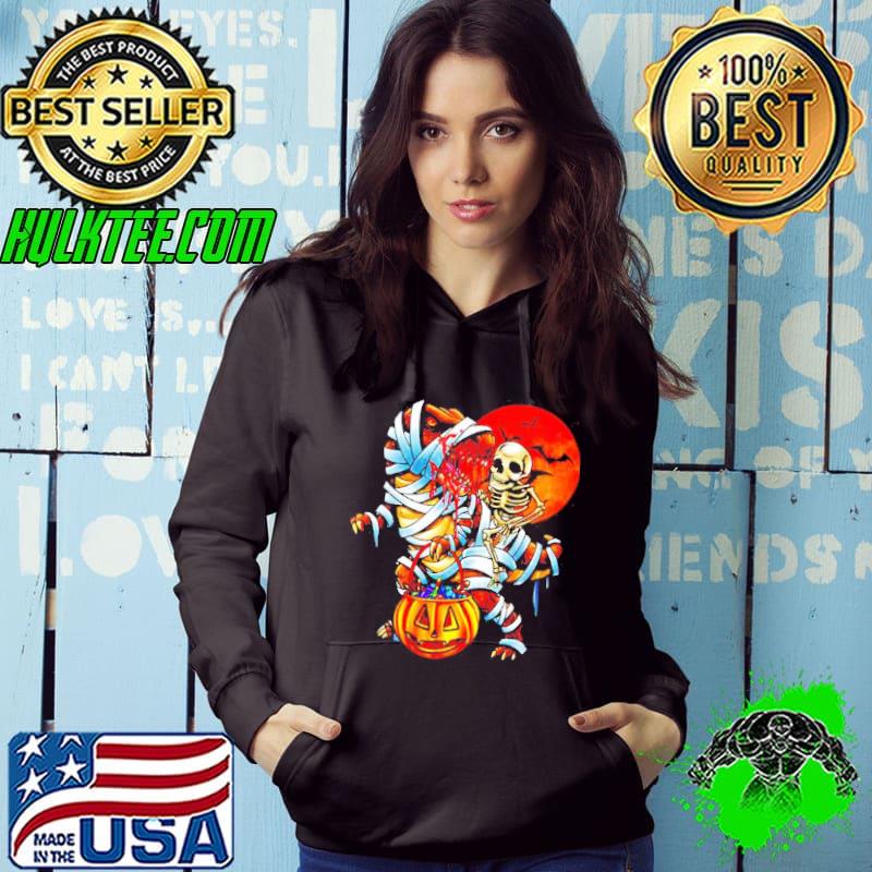 Skeleton riding dinosaur happy Halloween shirt