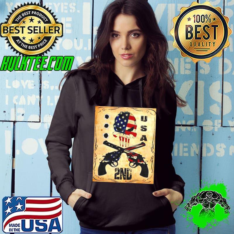 Skull gun 2nd Amendment USA American Flag shirt