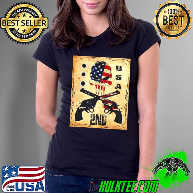 Skull gun 2nd Amendment USA American Flag s Ladies Tee Skull gun 2nd Amendment USA American Flag s Ladies Tee