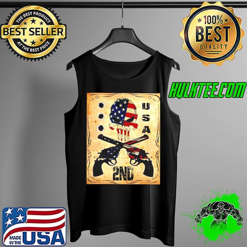 Skull gun 2nd Amendment USA American Flag s Tank Top Skull gun 2nd Amendment USA American Flag s Tank Top