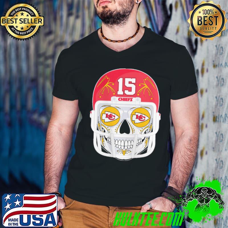 Skull wear helmet football team chiefs eyes with kansas city chiefs logo s Guys V Neck Skull wear helmet football team chiefs eyes with kansas city chiefs logo s Guys V Neck