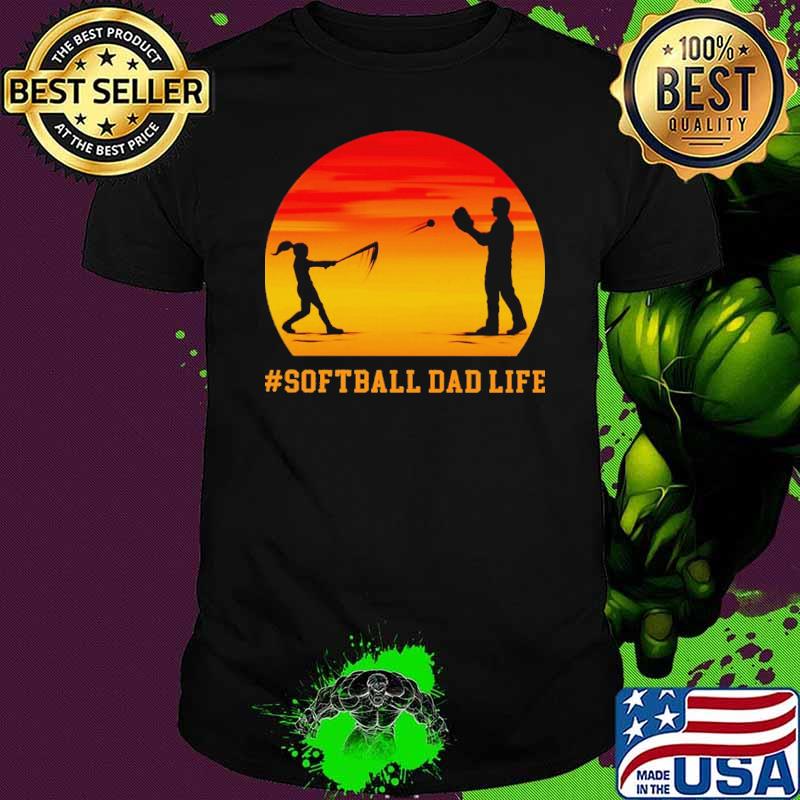 Softball Dad Life Fathers Day Sunset Shirt