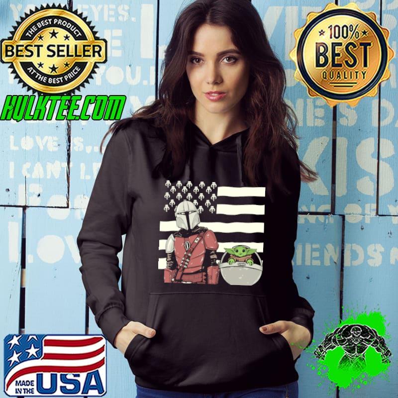 Star wars yoda and mandalorian american flag shirt