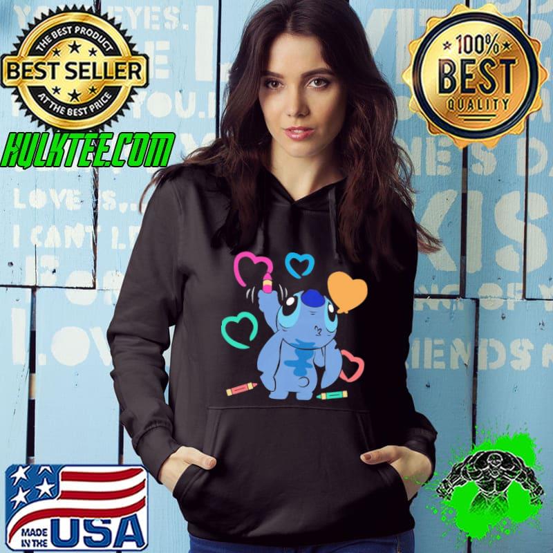 Stitch heart pen colors shirt