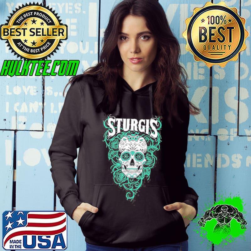 STURGIS RALLY TEAL ROSES SUGAR SKULL shirt