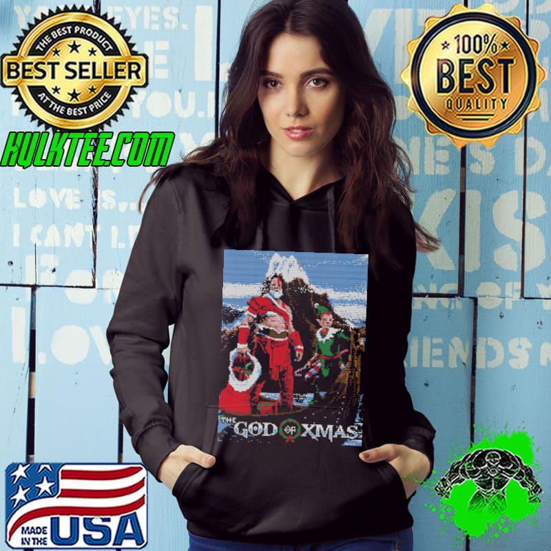 The god of xmas santa clause and elf shirt