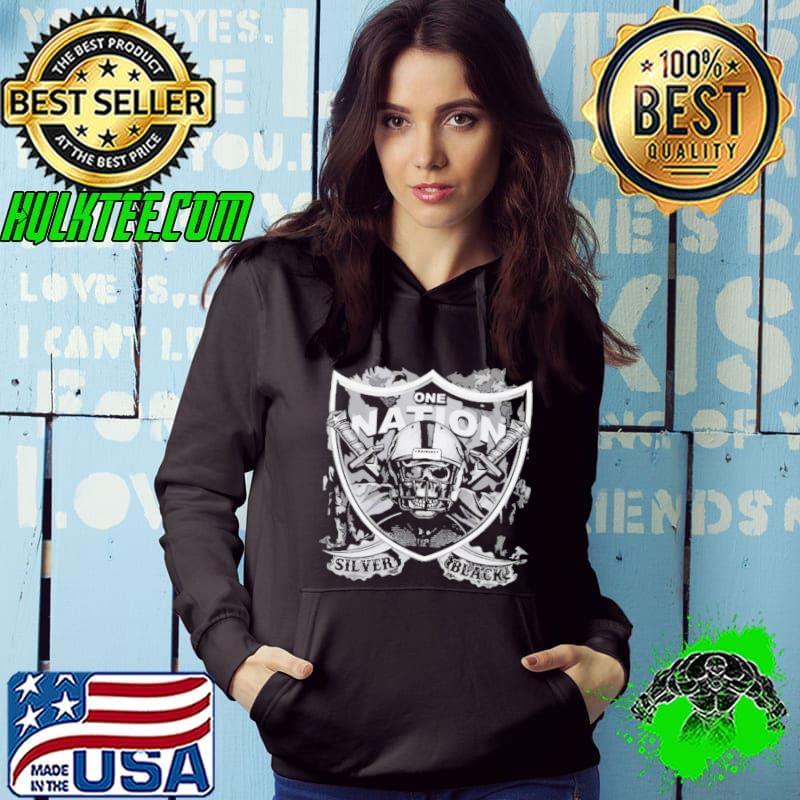 The Las Vegas Raiders Skull On Nation Silver Black Shirt