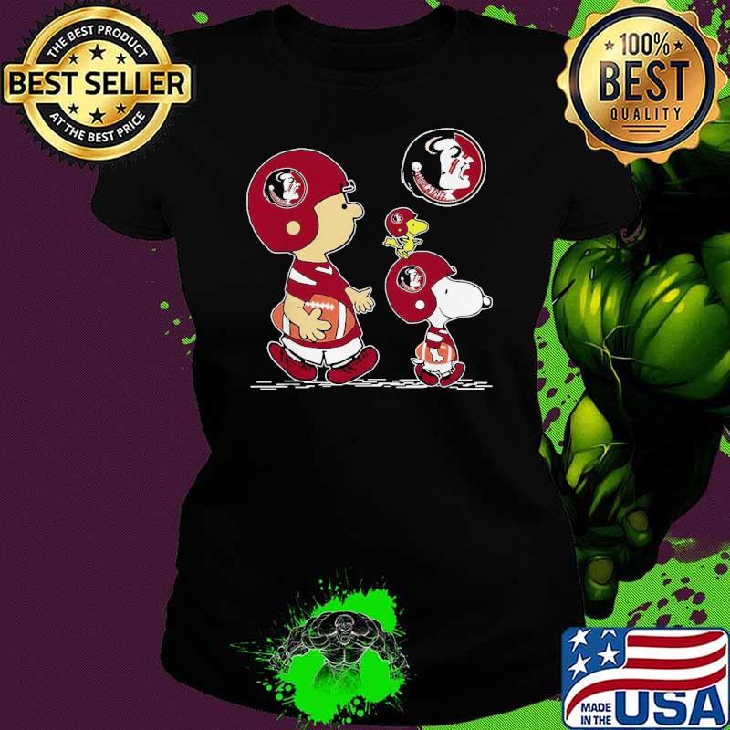 The Peanuts Charlie Brown And Snoopy Woodstock Florida State Seminoles Football Shirt Ladies tee The Peanuts Charlie Brown And Snoopy Woodstock Florida State Seminoles Football Shirt Ladies tee