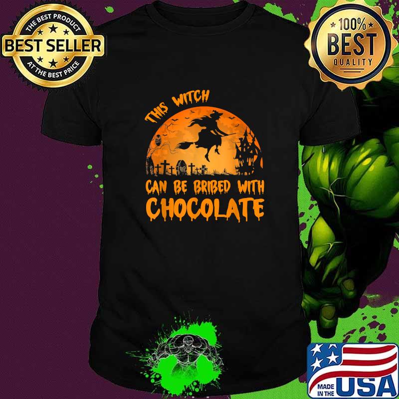 This Witch Can Be Bribed With Chocolate Halloween Moon T-Shirt