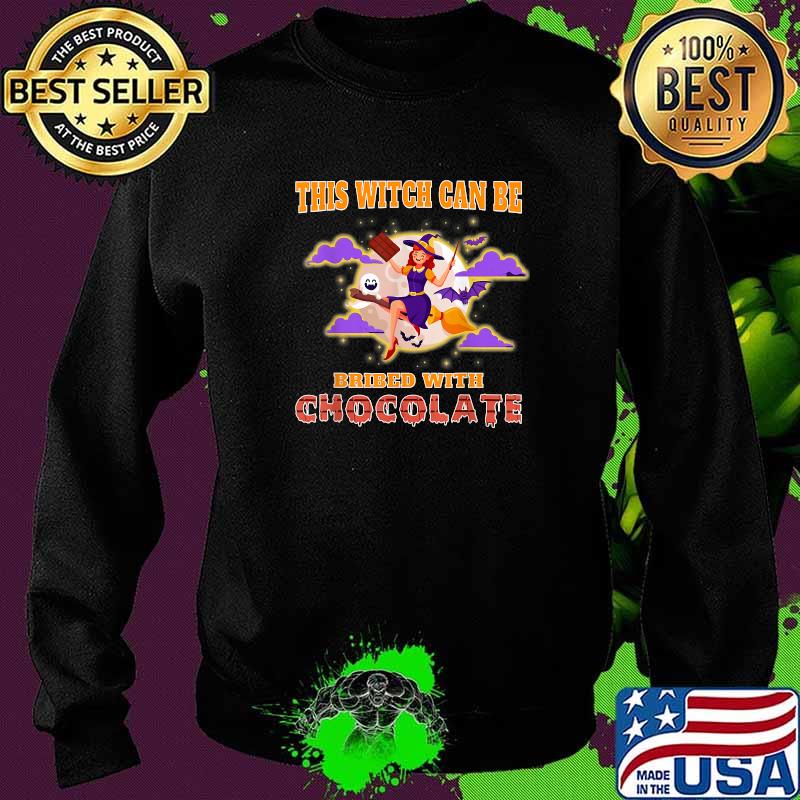 This Witch Can Be Bribed With Chocolate Moon Halloween T-Shirt Sweater This Witch Can Be Bribed With Chocolate Moon Halloween T-Shirt Sweater
