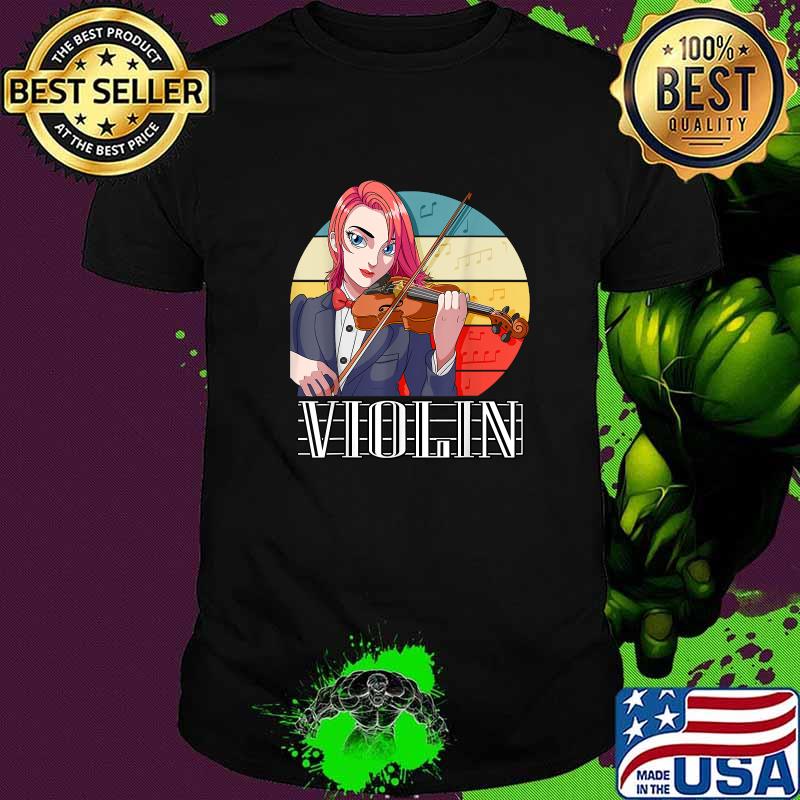 Violin Girl Violinist Music Fiddle Musician Vintage T-Shirt