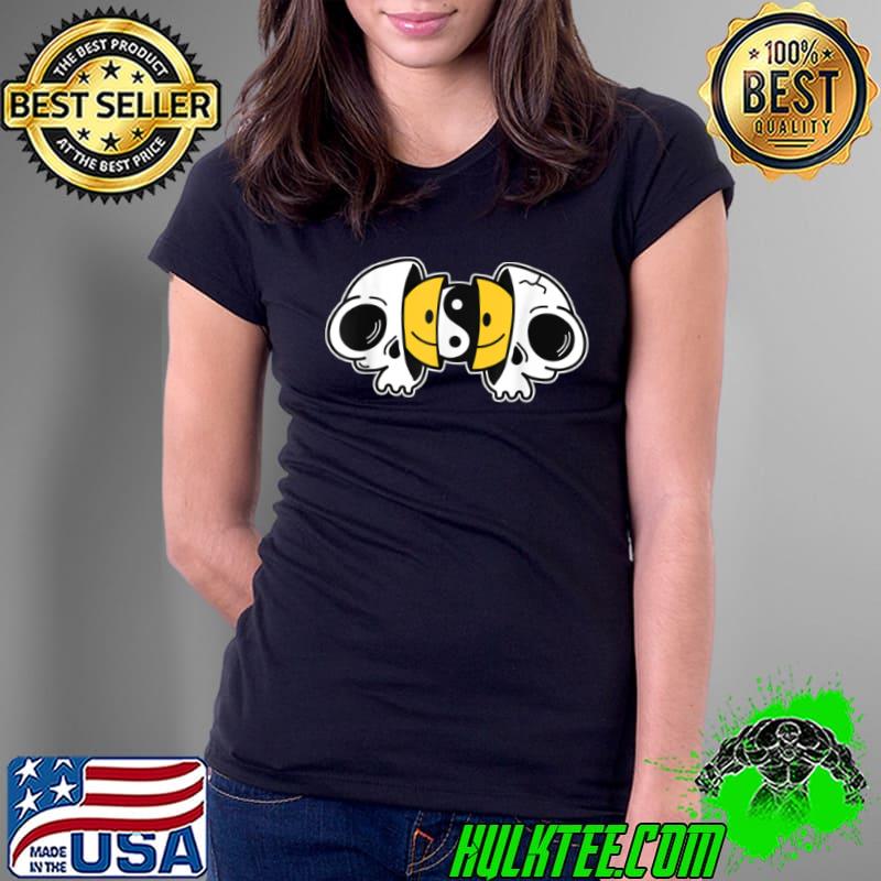 Yin Yang Skull Smiley Face Buddhist Halloween Shirt Ladies Tee Yin Yang Skull Smiley Face Buddhist Halloween Shirt Ladies Tee