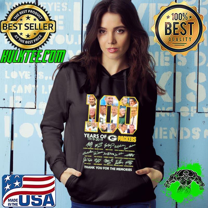 100 Years Of Green Bay Packers 1919 2019 Thank For The Memories Signatures Shirt
