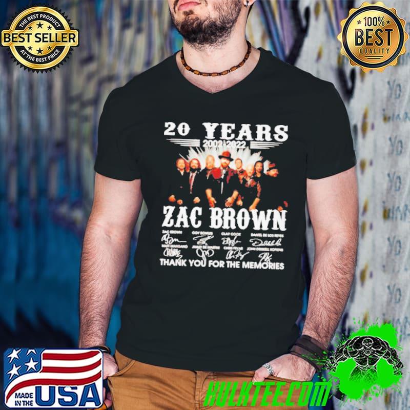 20 Years 2002 2022 Zac Brown thank you for the memories signatures shirt