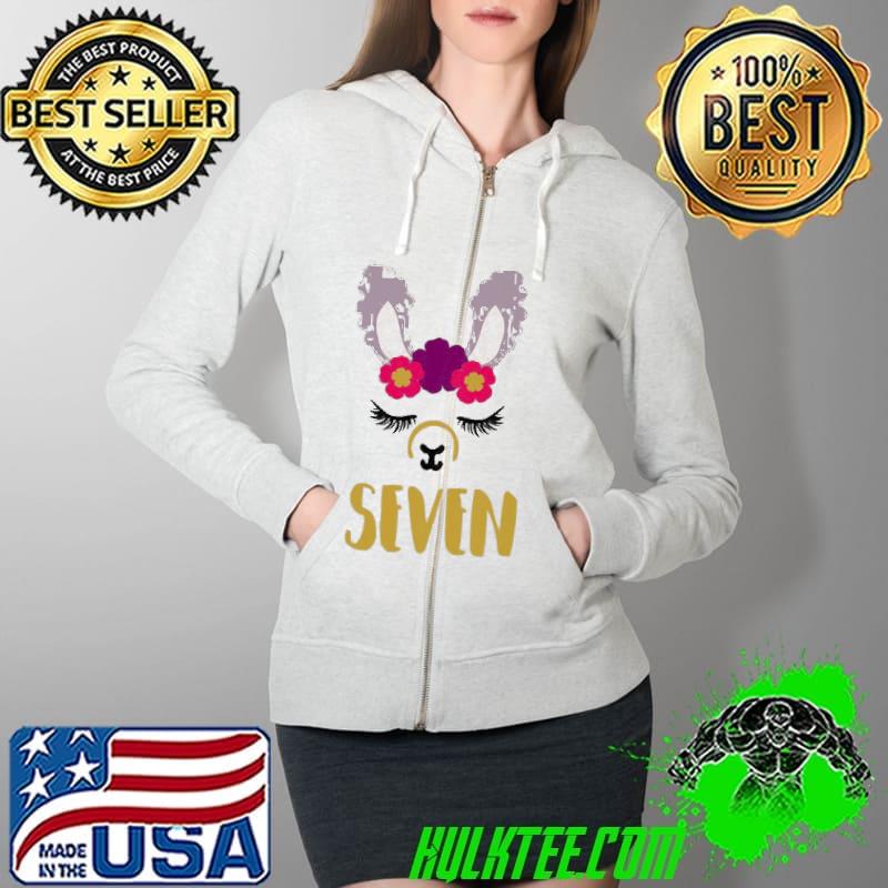 7 Years Old Seven Llama Gold & Pink Girls Design t-s Full Zip Hooded 7 Years Old Seven Llama Gold & Pink Girls Design t-s Full Zip Hooded