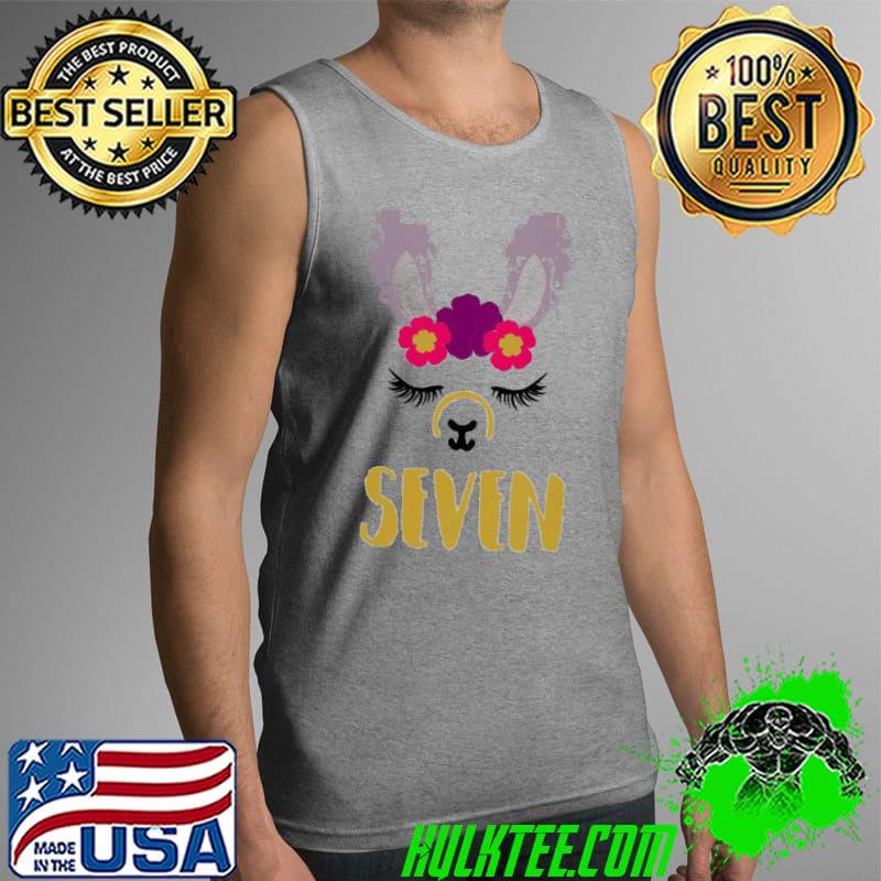 7 Years Old Seven Llama Gold & Pink Girls Design t-s Tank Top 7 Years Old Seven Llama Gold & Pink Girls Design t-s Tank Top
