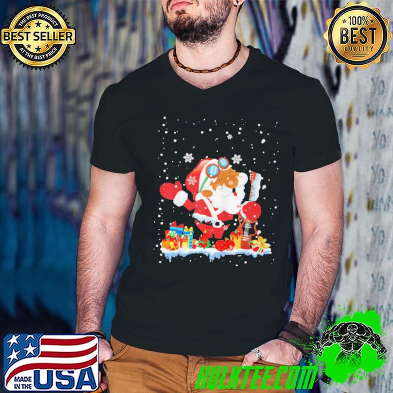 AFRO SANTA PLAYING GUITAR XMAS MUSICAL INSTRUMENTS SANTA T-SHIRT Guys V Neck AFRO SANTA PLAYING GUITAR XMAS MUSICAL INSTRUMENTS SANTA T-SHIRT Guys V Neck