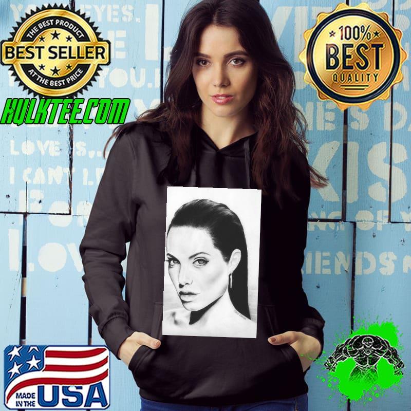 Angelina jolie portrait black white shirt