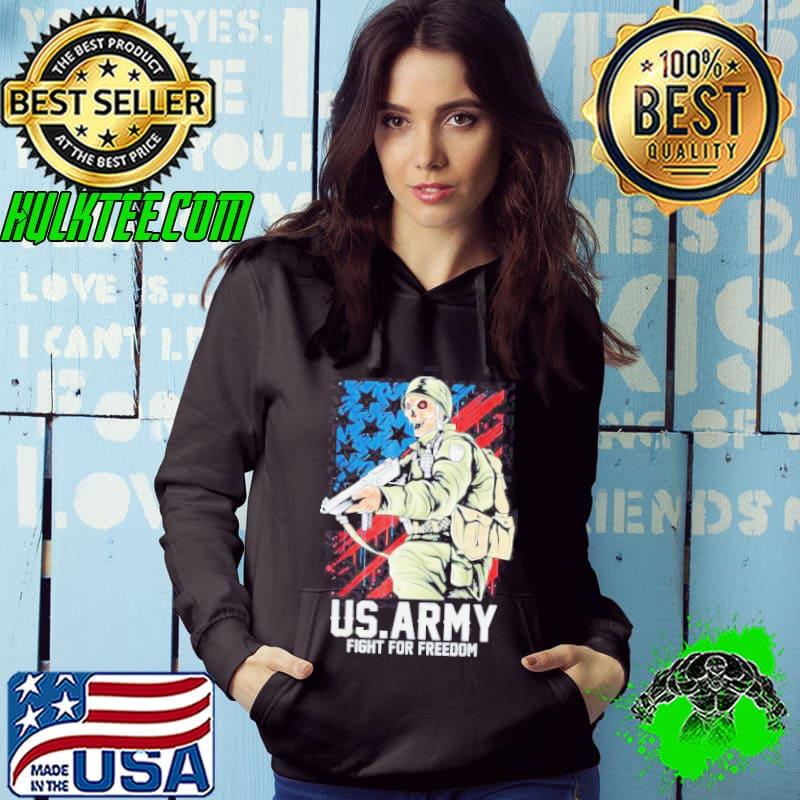 ARMY fight for freedom skull american flag shirt