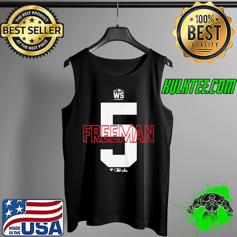 ATLANTA BRAVES FREDDIE FREEMAN FANATICS BRANDED NAVY 2021 WORLD SERIES BOUND BIG SHIRT Tank Top ATLANTA BRAVES FREDDIE FREEMAN FANATICS BRANDED NAVY 2021 WORLD SERIES BOUND BIG SHIRT Tank Top
