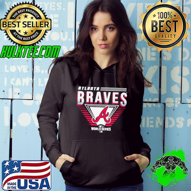 ATLANTA BRAVES MAJESTIC THREADS NAVY 2021 WORLD SERIES BOUND AMUSING NIGHT TRI-BLEND PULLOVER SHIRT