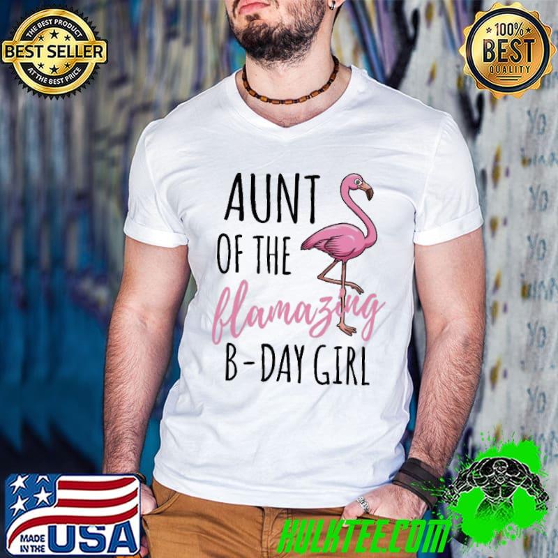 Aunt Of The Flamazing B Day Girl Flamingo Shirt Guys V Neck Aunt Of The Flamazing B Day Girl Flamingo Shirt Guys V Neck