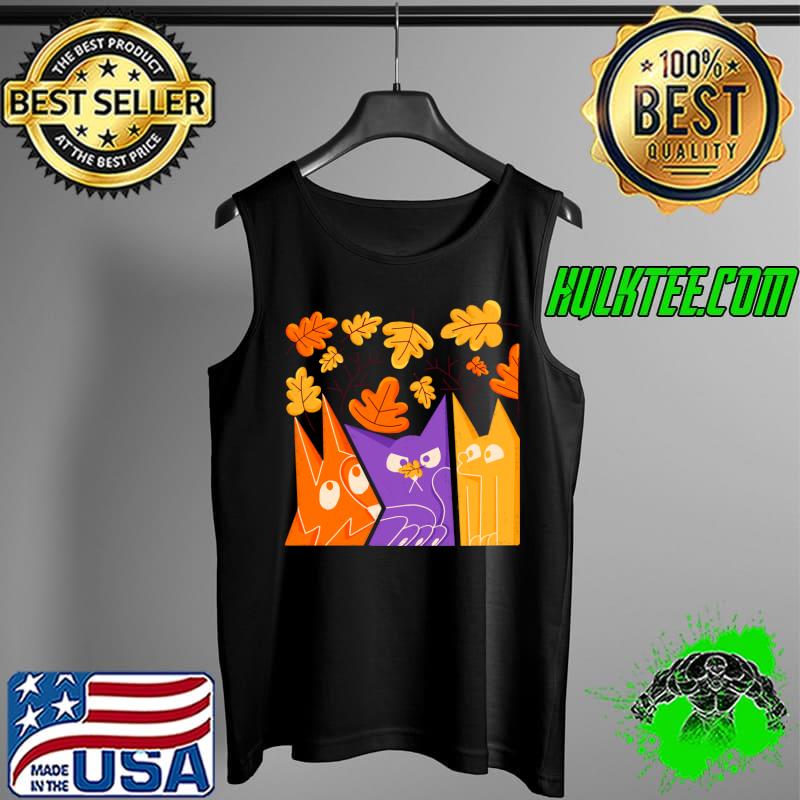 Autumn Season Two foxes and One cat T-Shirt Tank Top Autumn Season Two foxes and One cat T-Shirt Tank Top