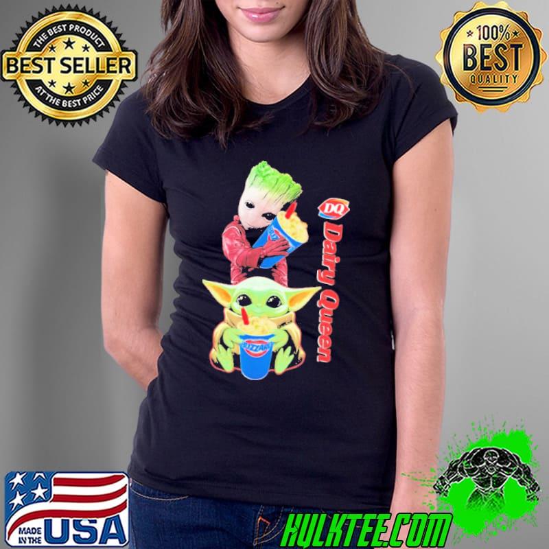 Baby Yoda and baby groot dairy queen shirt