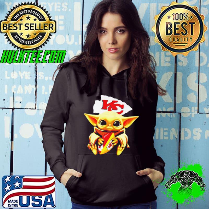 BABY YODA HUG KANSAS CITY CHIEFS LOGO SHIRT