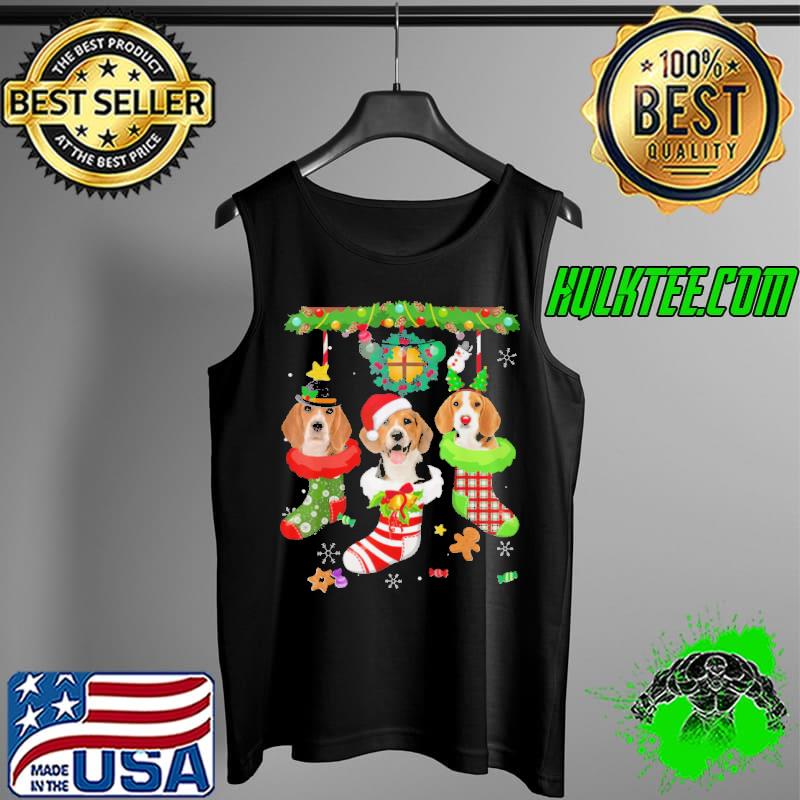 BEAGLE IN SOCKS CHRISTMAS SANTA HAT XMAS LIGHTS DOG LOVERS T-SHIRT Tank Top BEAGLE IN SOCKS CHRISTMAS SANTA HAT XMAS LIGHTS DOG LOVERS T-SHIRT Tank Top