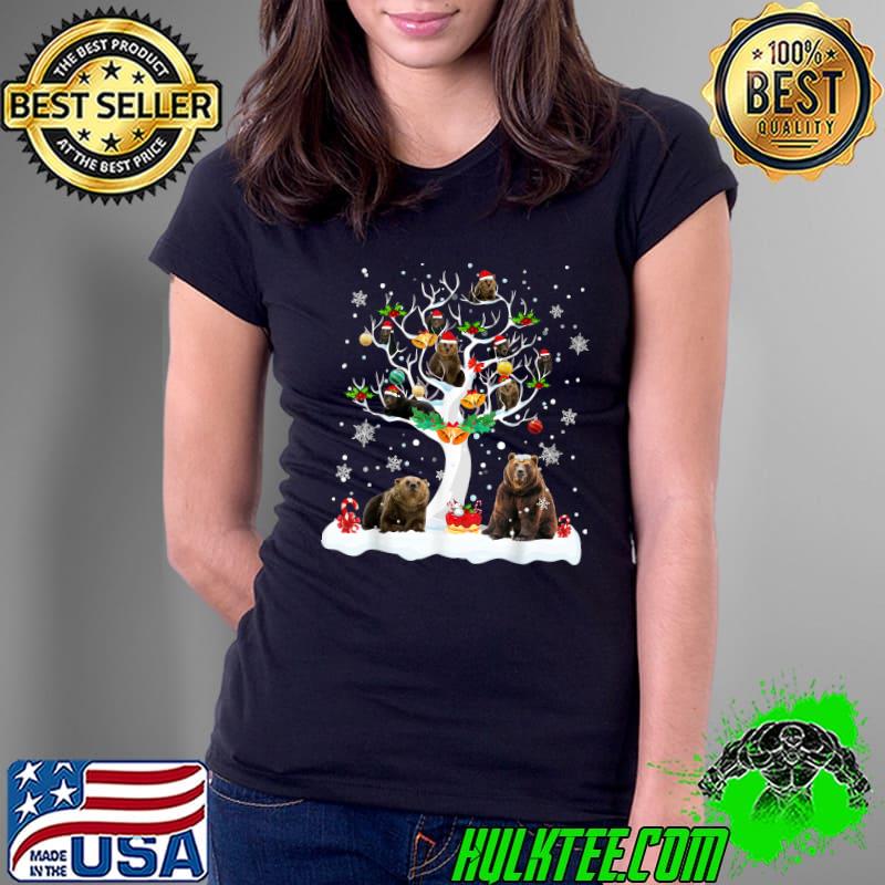 Bear Christmas On Winter Tree Bear Lover Matching Pajamas T-Shirt Ladies Tee Bear Christmas On Winter Tree Bear Lover Matching Pajamas T-Shirt Ladies Tee