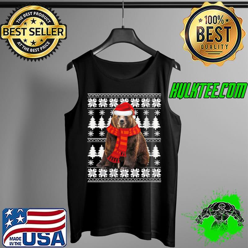 Bear Santa Hat Scarf Bear Lovers Ugly Christmas Sweater T-Shirt Tank Top Bear Santa Hat Scarf Bear Lovers Ugly Christmas Sweater T-Shirt Tank Top