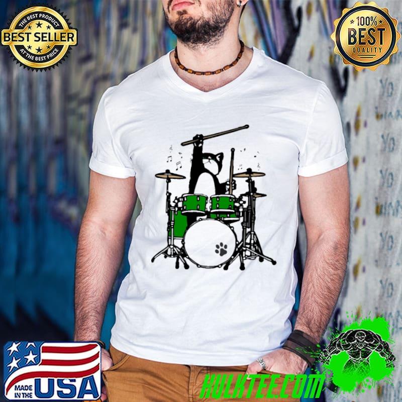 Black Cat Drummer Music shirt
