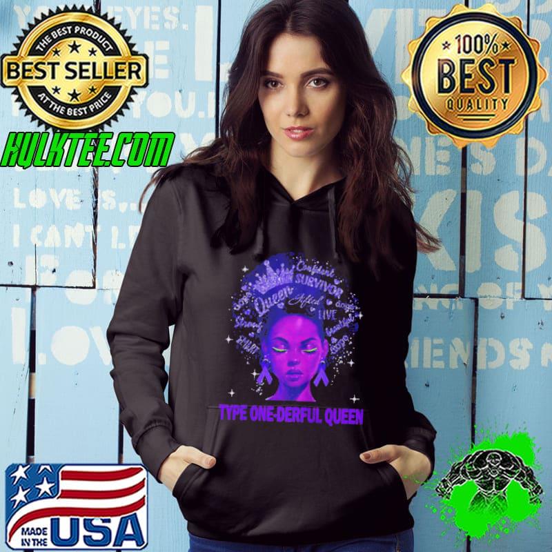 BLACK QUEEN TYPE 1 DIABETES BLUE RIBBON SHIRT