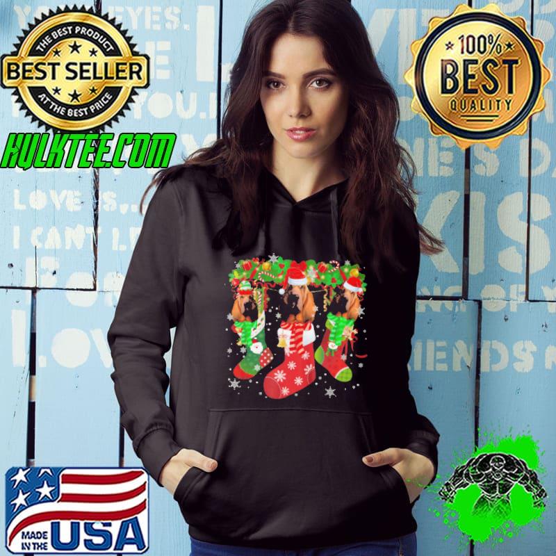 BLOODHOUND SOCKS CHRISTMAS FUNNY FAMILY PAJAMAS CHRISTMAS T-SHIRT