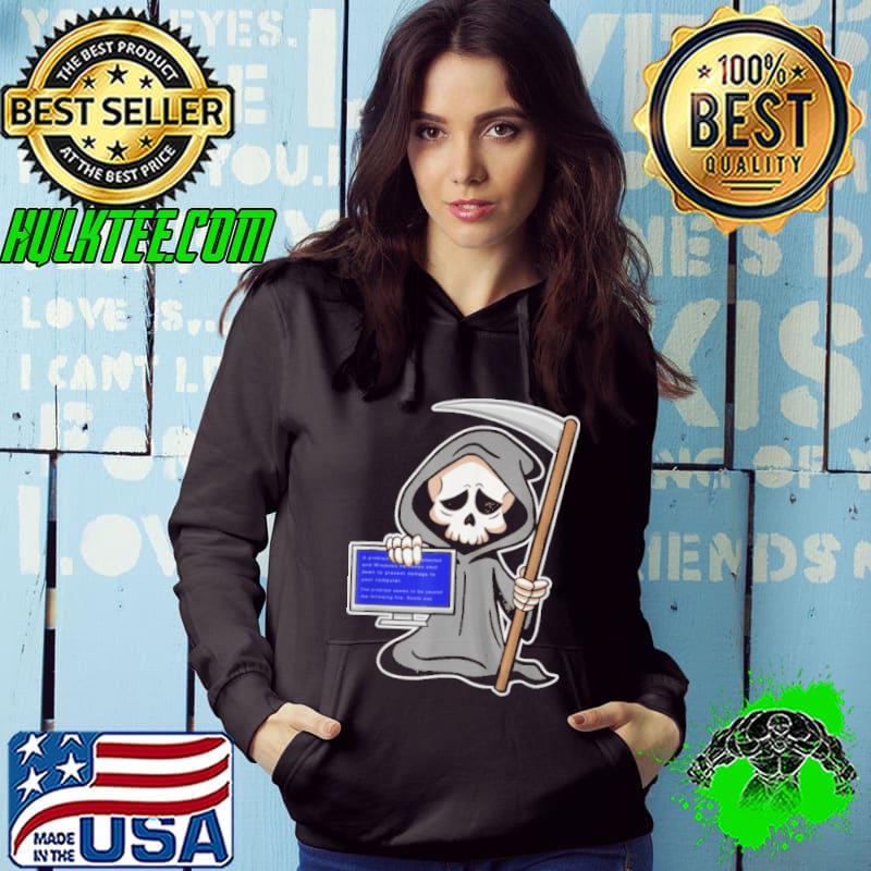 BLUE SCREEN OF DEATH – FUNNY REAPER – HALLOWEEN HORROR T-SHIRT