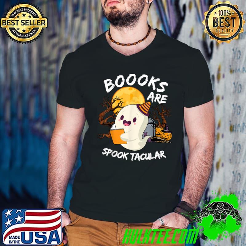 Boooks Ghost Funny Halloween Teacher Book Library Reading T-Shirt