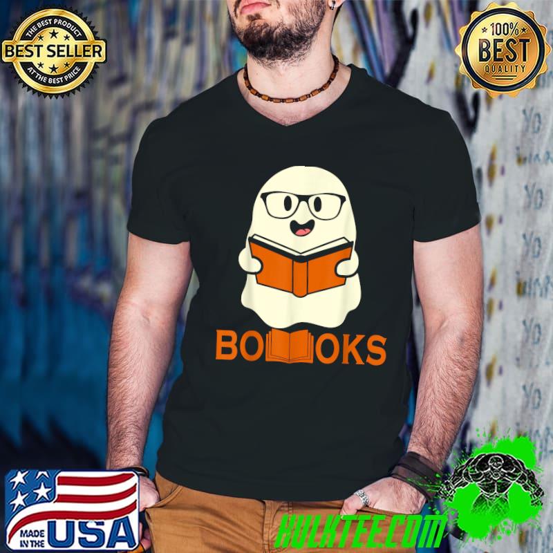 Booooks Ghost Boo Read Books Library Teacher Halloween cute T-Shirt