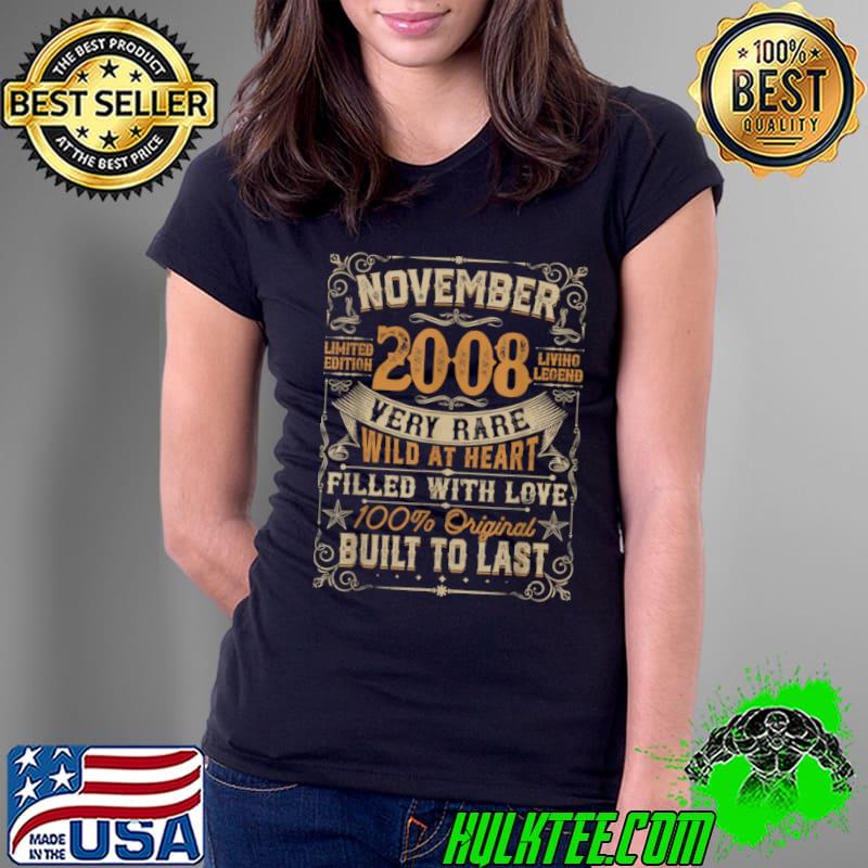 Born In November 2008 13th Birthday Gift Retro 13 Years Old T Shirt Ladies Tee Born In November 2008 13th Birthday Gift Retro 13 Years Old T Shirt Ladies Tee
