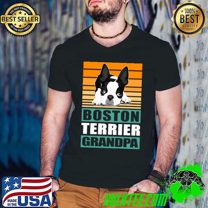 Boston Terrier Grandpa Dog vintage T-Shirt Guys V Neck Boston Terrier Grandpa Dog vintage T-Shirt Guys V Neck
