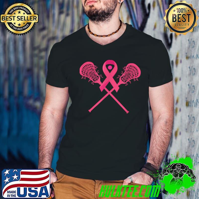 Breast Cancer Pink Ribbon Lacrosse Awareness T-Shirt