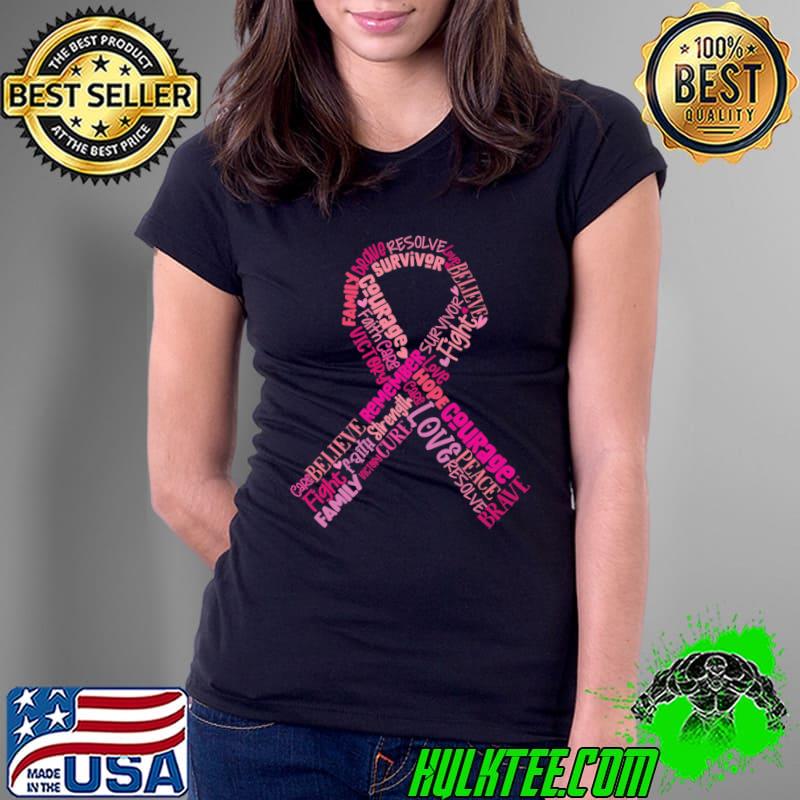 Breast Cancer Ribbon Word Cloud Recovery Premium T-Shirt Ladies Tee Breast Cancer Ribbon Word Cloud Recovery Premium T-Shirt Ladies Tee