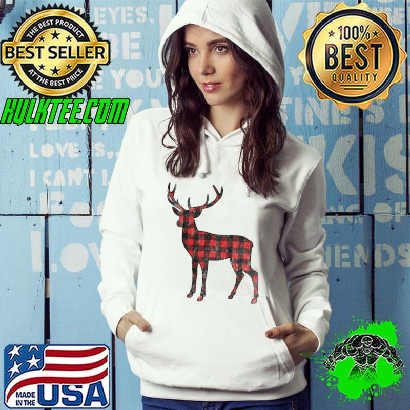 Buffalo Plaid Reindeer Deer Funny Christmas Pajama Holiday T-Shirt