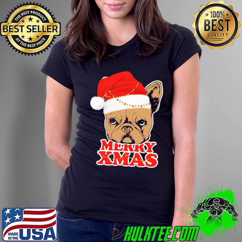 BullDog Merry Xmas Christmas Shirt Ladies Tee BullDog Merry Xmas Christmas Shirt Ladies Tee