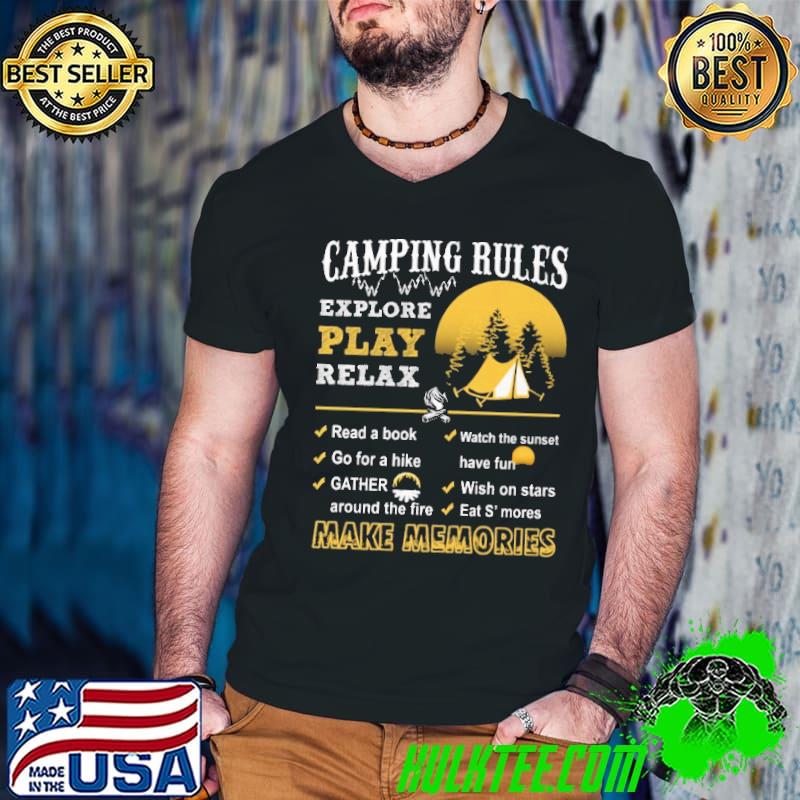 Camping Rules Explore Play Relax Make Memories Shirt Guys V Neck Camping Rules Explore Play Relax Make Memories Shirt Guys V Neck