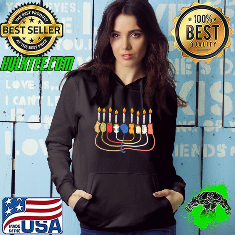 Cat Menorah Hanukkah Channukah Shirt